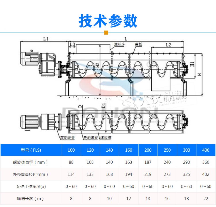 塑料螺旋輸送機(jī)參數(shù)